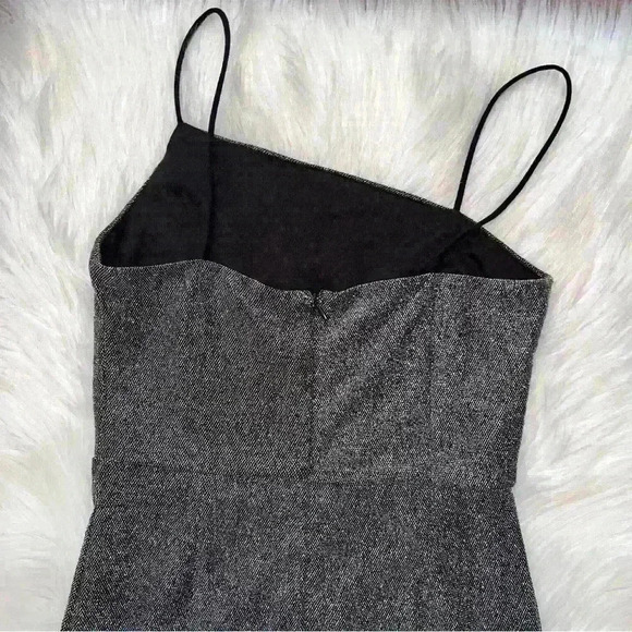 Lulus Take Me Anywhere Silver Sparkly Asymmetrical Bodycon Mini Dress Small - Picture 9 of 10